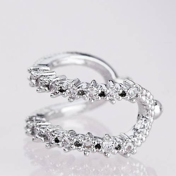Boutique Jewelry - Ear Cuff Double Band Womens Silver Cubic Zirconia Jewelry Accessories Earring